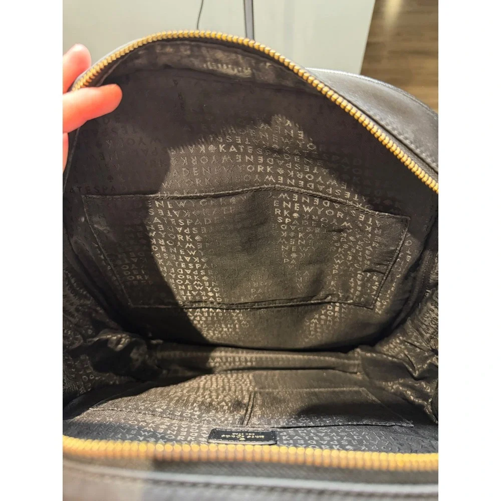 Kate Spade New York Black Nylon Backpack Gold Hardware Office Travel School
